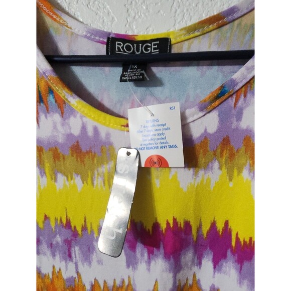 New Tie Dye Dress Women's 1X Plus Stretch Rainbow Multicolored Travel Rogue - Picture 4 of 9